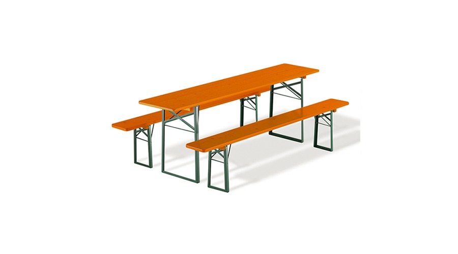 Folding Table&amp;Bench Set Classic폴딩 테이블&amp;벤치 세트 클래식오렌지/그린 프레임W200 x D67 x H77 cm